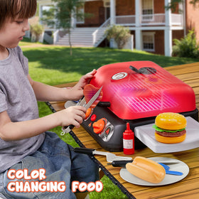 Play-Act Kids BBQ Grill Playset slide-on stove panel expands cooking area