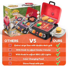 Play-Act Kids BBQ Grill Playset slide-out serving area for pretend meals