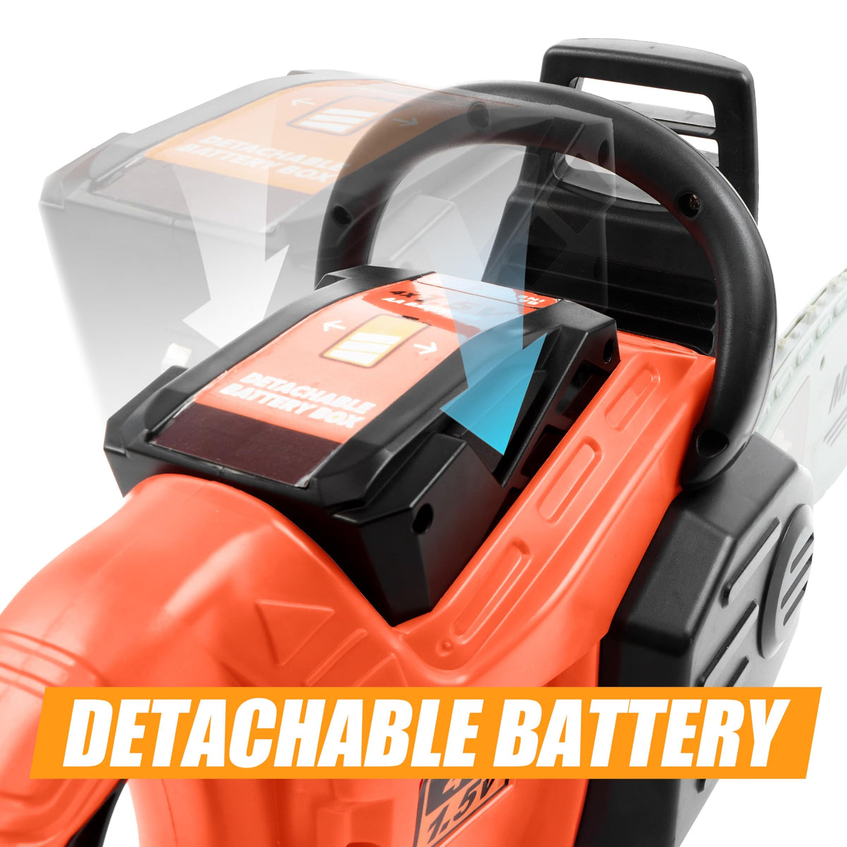 Play-Act Mighty Force Chainsaw Toy bright colors and rounded edges for safe outdoor play.