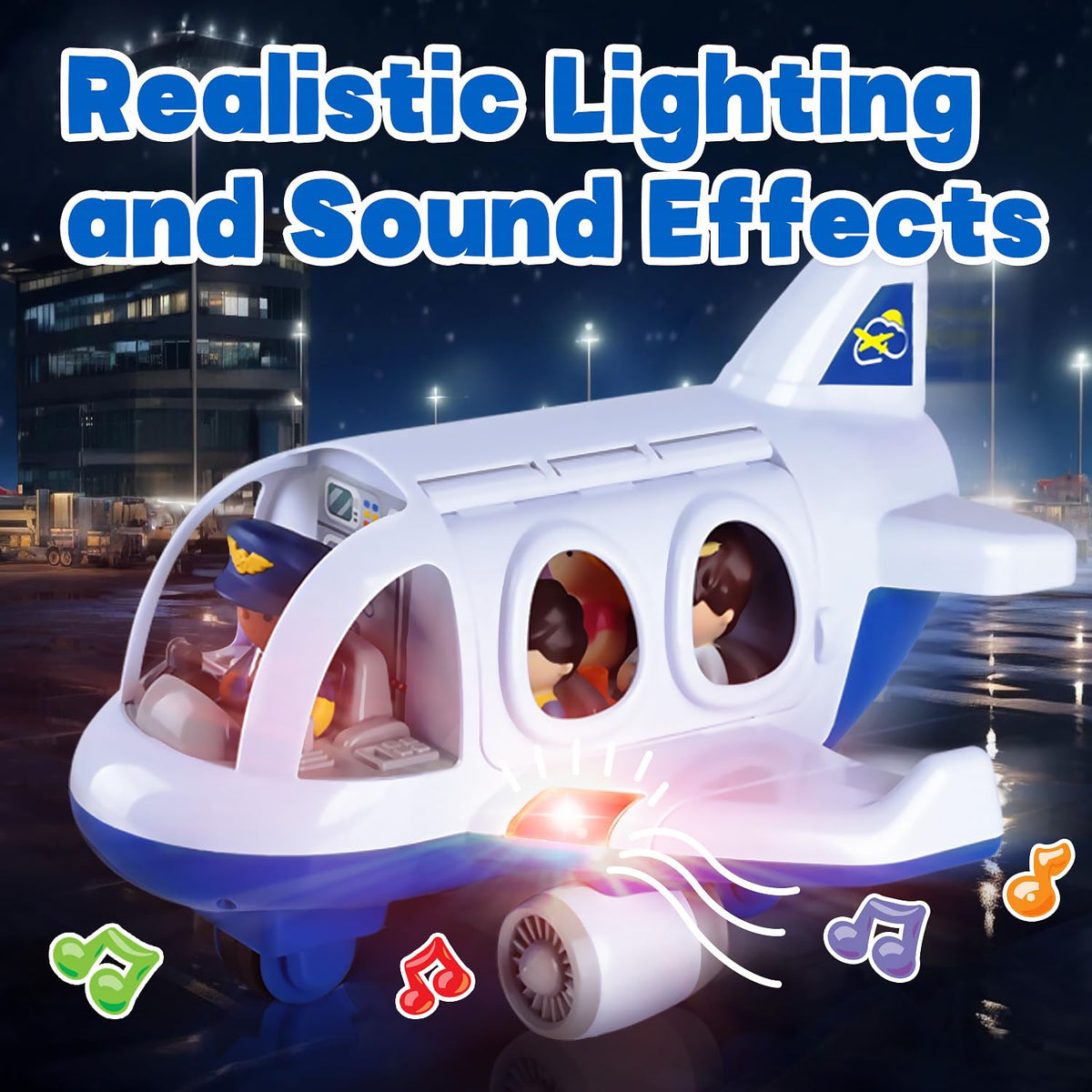 PLAY Airplane Toy with detachable baggage trailer for versatile airport scenes