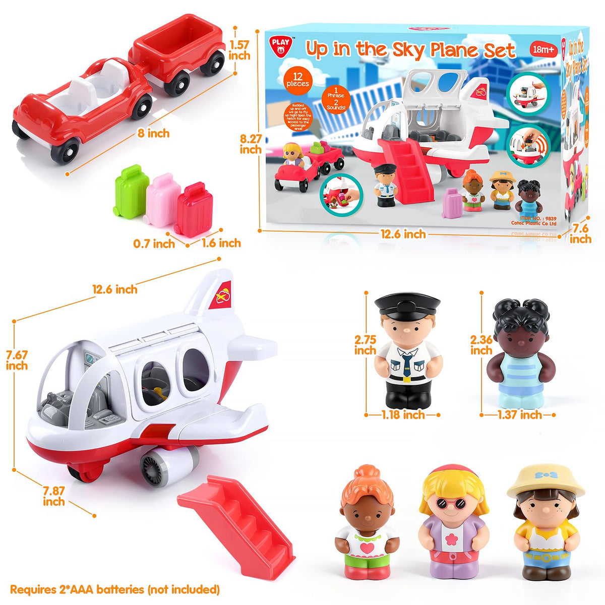 PLAY Airplane Toy lights and sounds enhance immersive flight pretend.