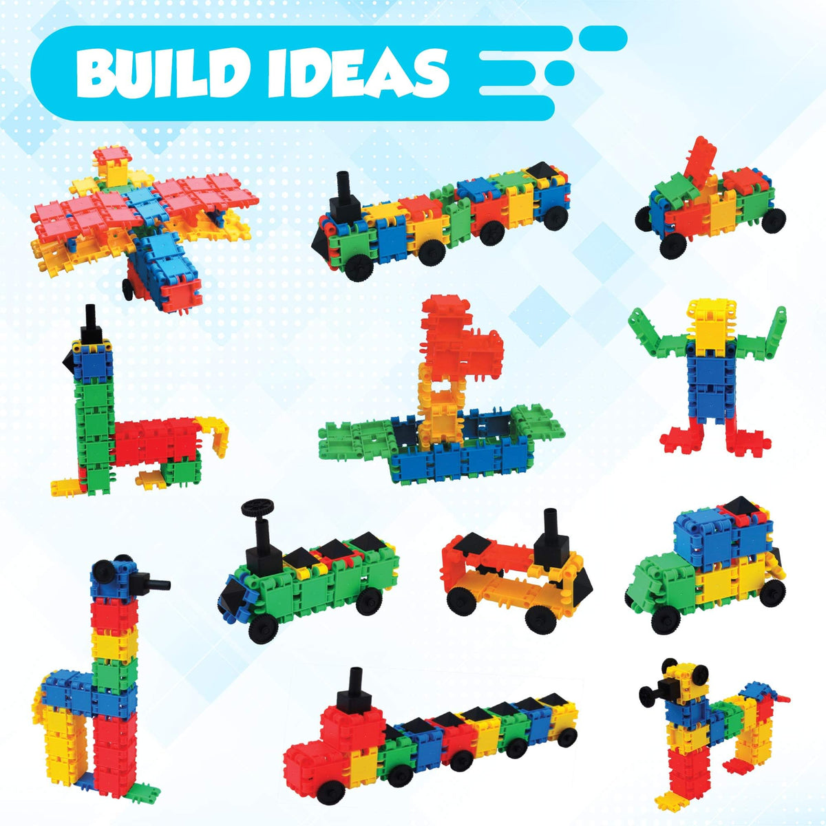 Play Build Snapid interlocking tiles connect easily for quick, sturdy constructions