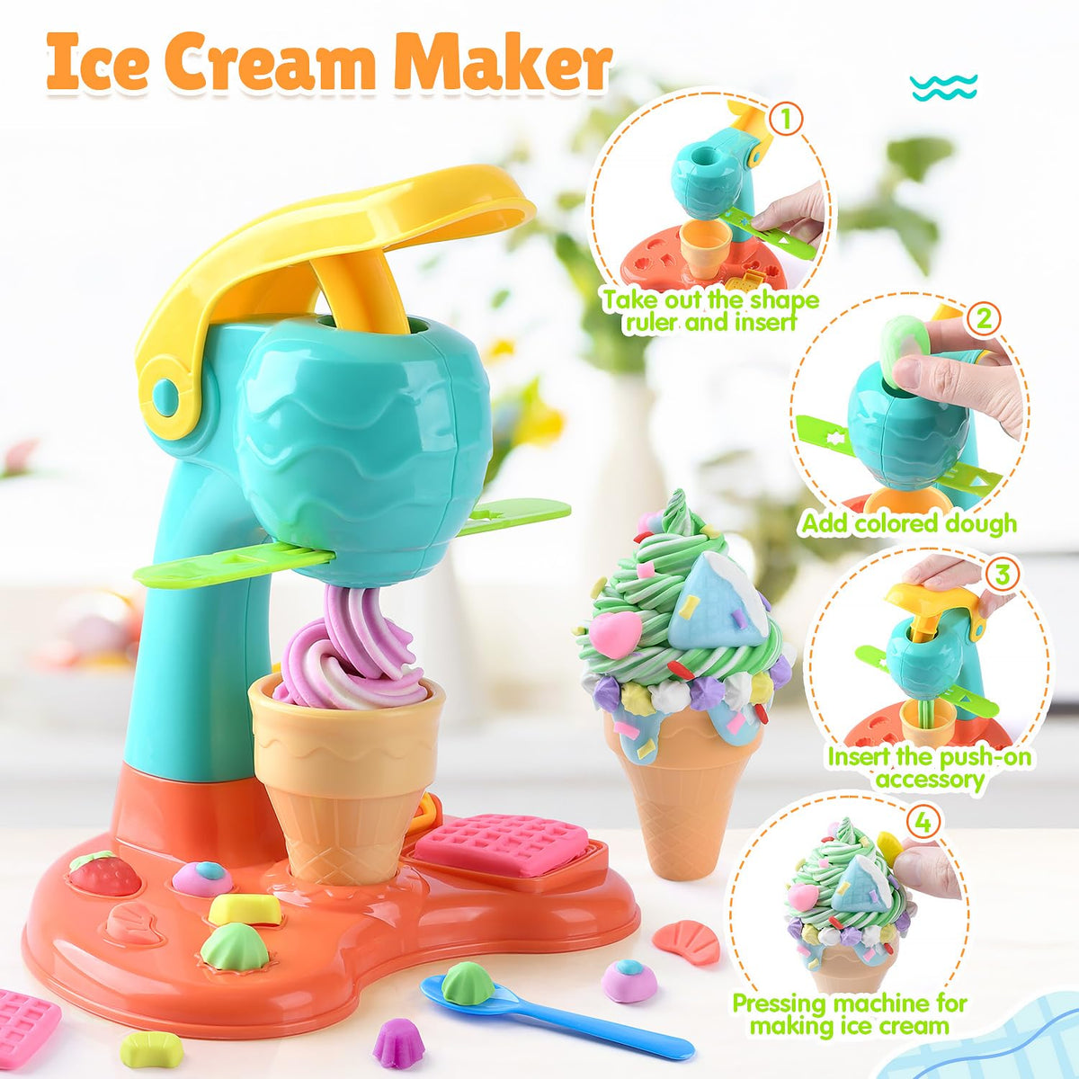 PLAY clay dough set ice cream cones molds invites colorful crafting and shape recognition
