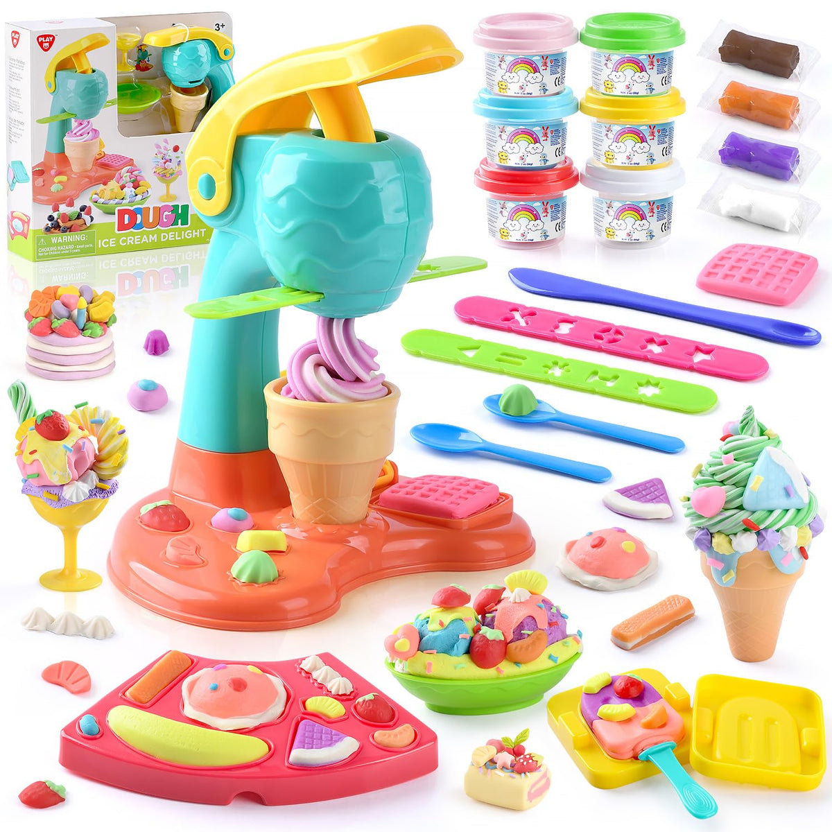 PLAY clay dough set with ice cream maker in action for creative play and fine motor skills