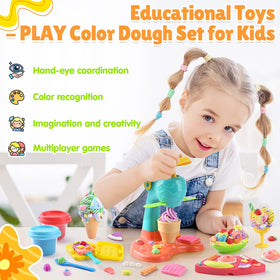 PLAY clay dough set with noodle maker demonstrating texture exploration and hand-eye coordination