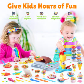 PLAY Eight-color dough cans ready for mix-and-match creativity.