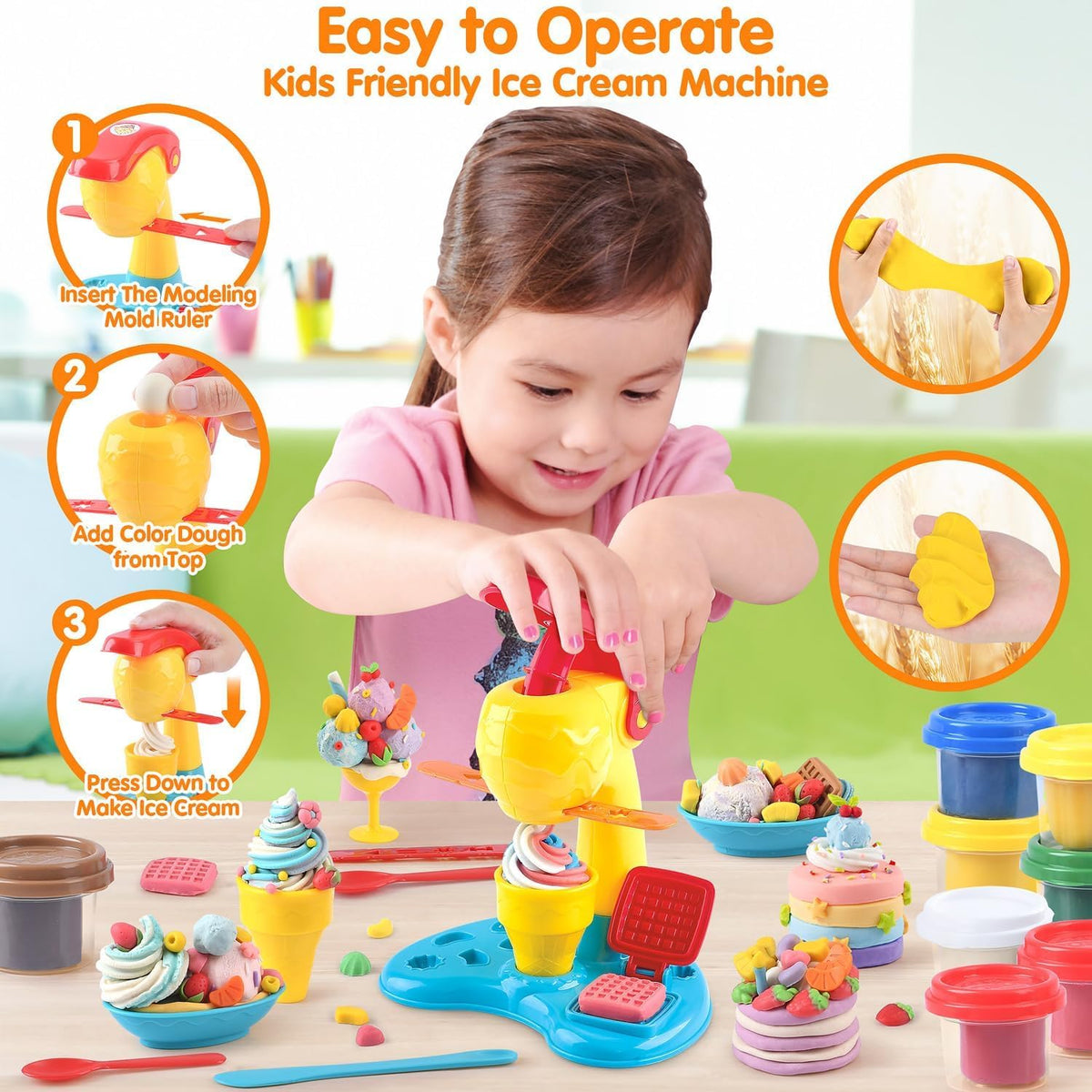 PLAY Color Dough ice cream cups for mini pretend desserts