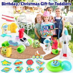 PLAY Color Dough Sets molds and tools empower kids during space craft activities