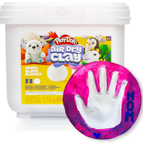 Play-Doh Air-Dry Clay bucket with five white clays for versatile crafting on the go