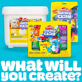 Play-Doh Air-Dry Clay finished sculptures await air-drying