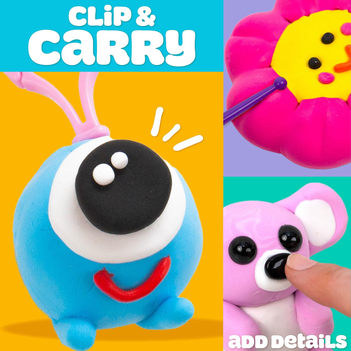 Play-Doh Air Dry Clay color palette with 16 vibrant colors for creativity.