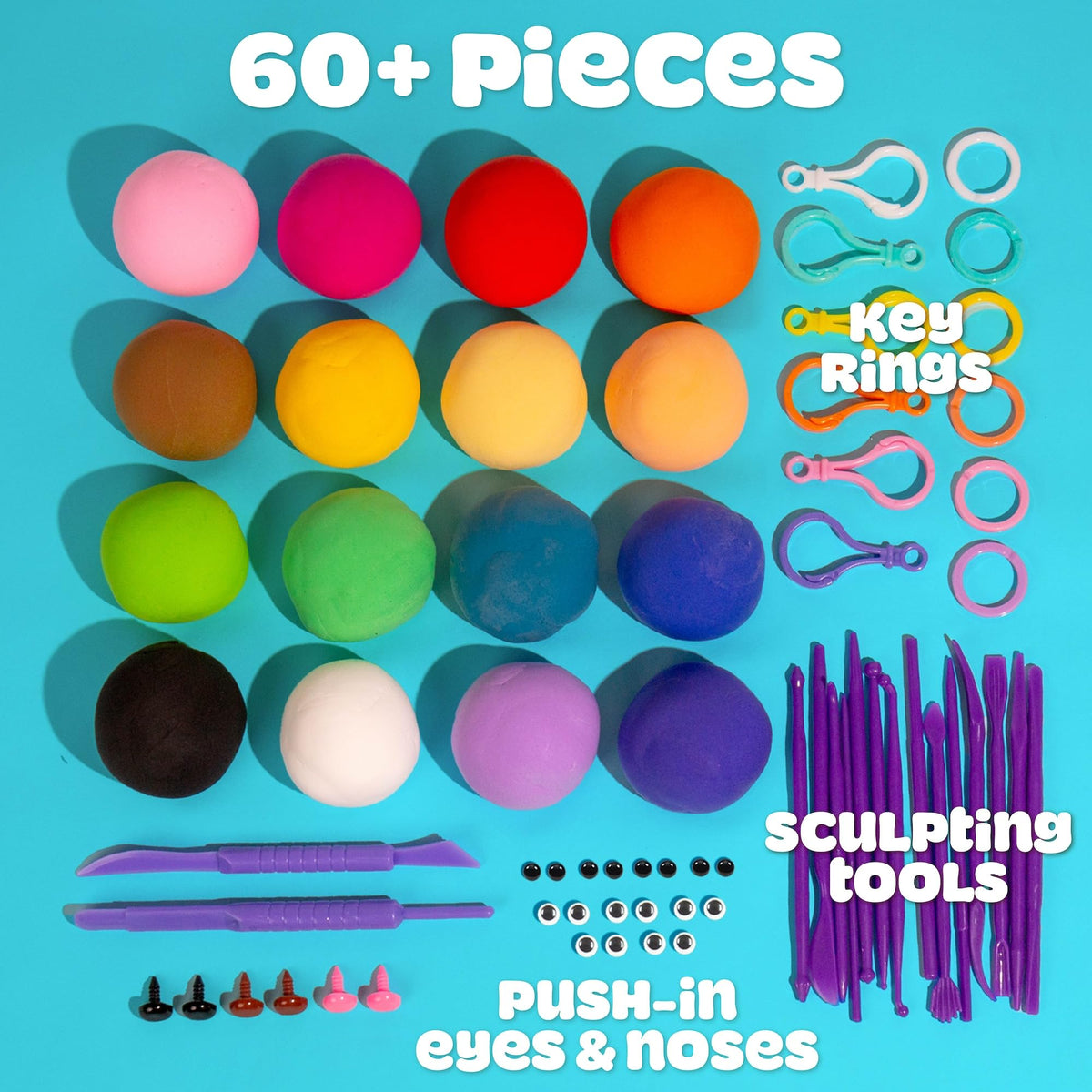 Play-Doh wiggly eyes and push-in noses add character details to keychains.