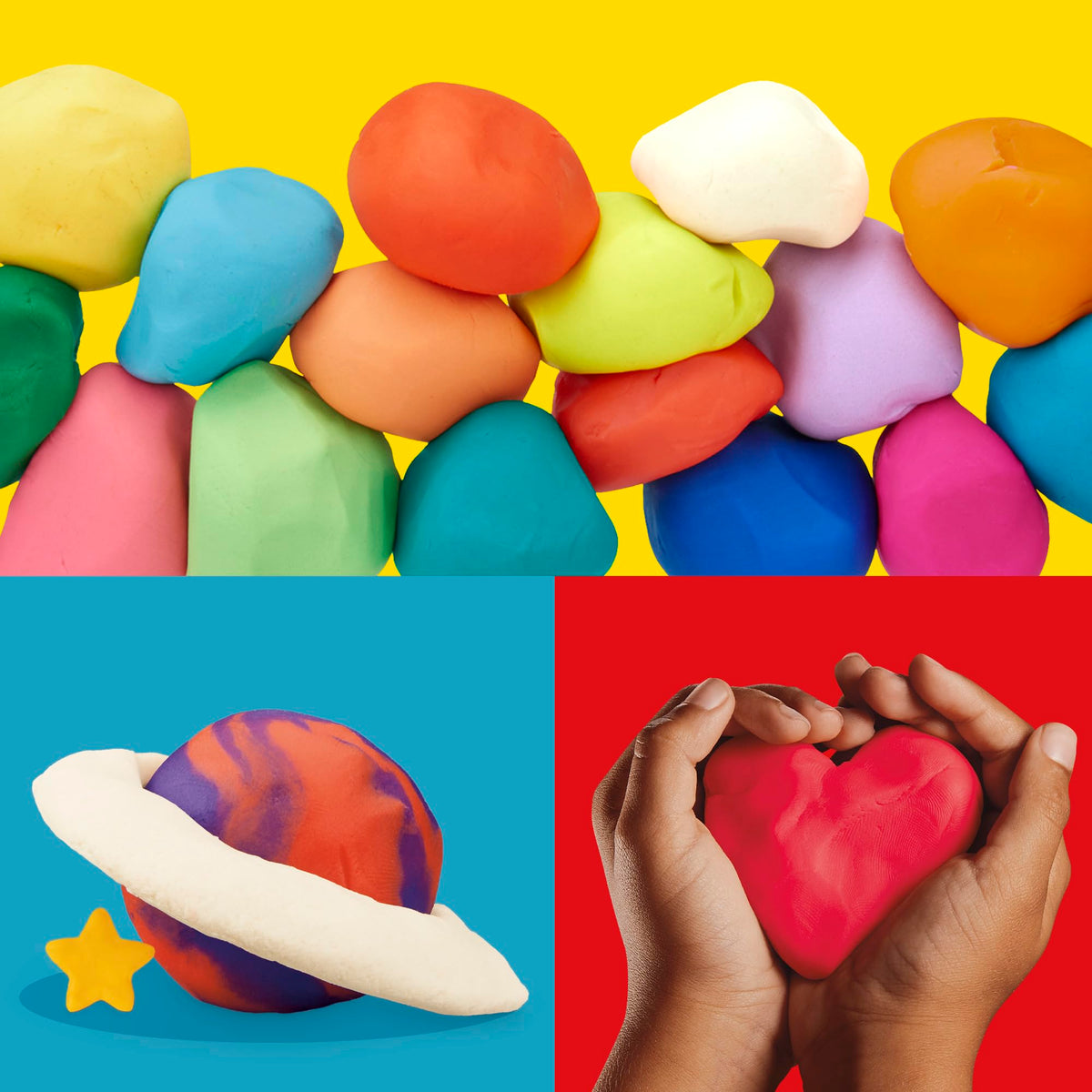 Play-Doh bright colors and squishy texture invite imaginative play.