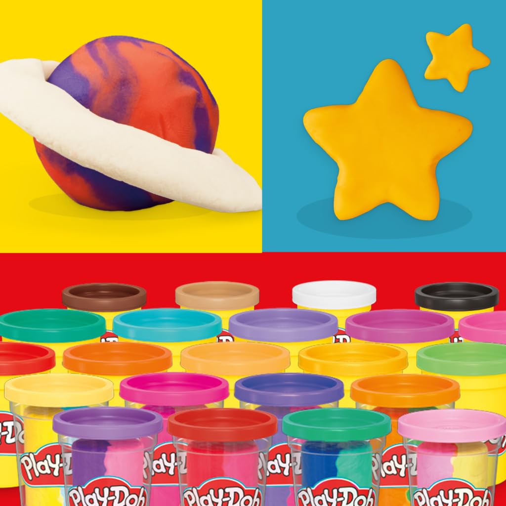 Play-Doh dual-color cans enabling creative multi-hue designs