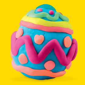 Play-Doh eggs open to reveal squishy modeling compound for hands-on creativity.