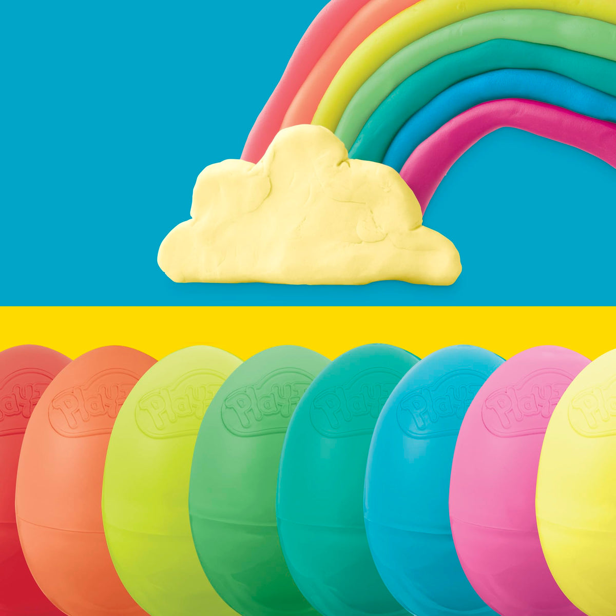 Play-Doh eggs arranged as party favors ready for celebrations.