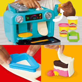 Play-Doh frosting roller in action on a color sheet.