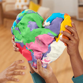 Play-Doh logo closeup helps with brand recognition.