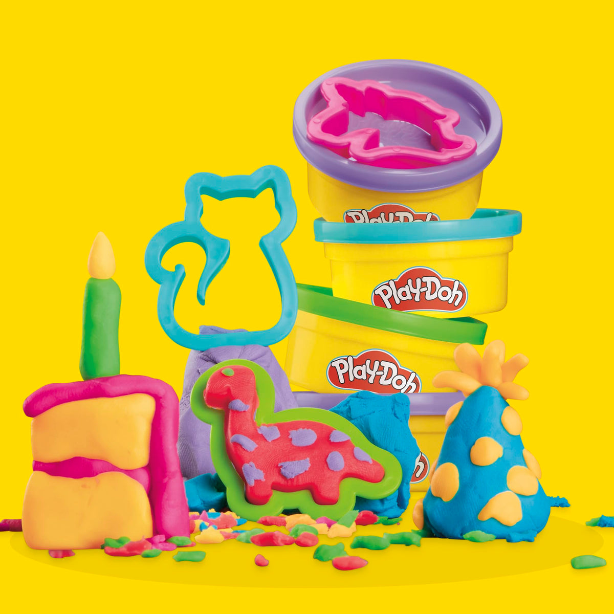 Play-Doh party favors purple can with cutter for giveaways