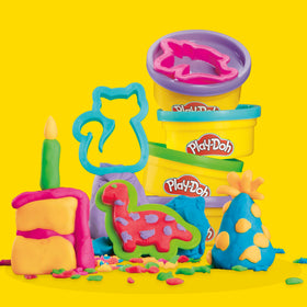 Play-Doh party favors purple can with cutter for giveaways