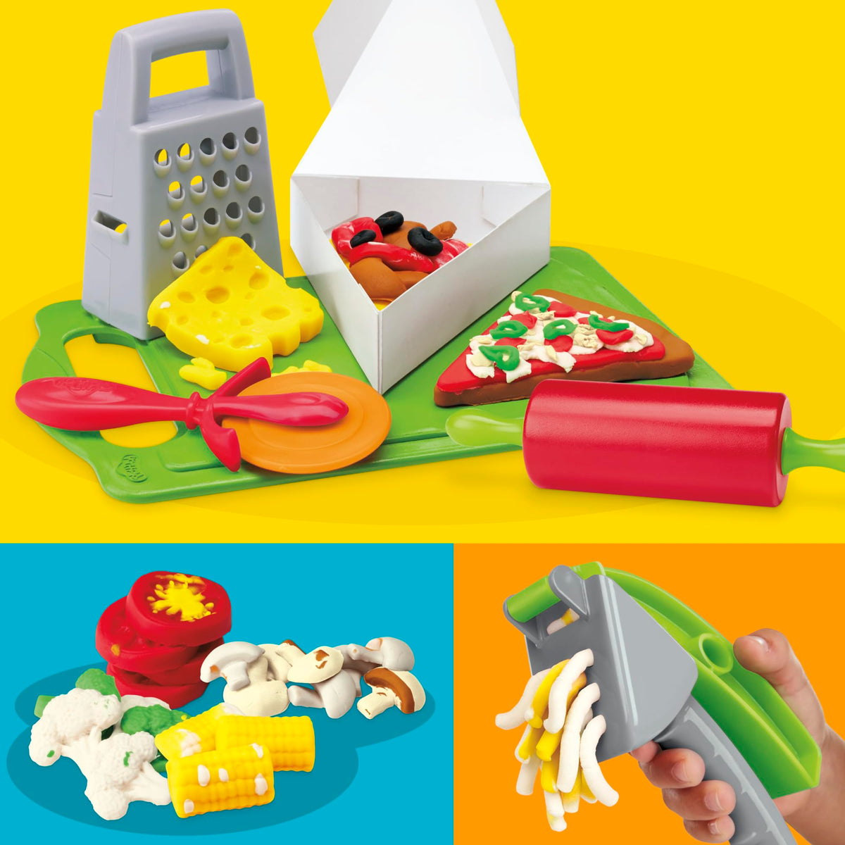 Play-Doh Pizza Slice Playset cheese-grater accessory for tactile decorating and toppings