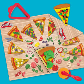 Play-Doh Pizza Slice Playset playmat with pizza designs for creative play and cleanup