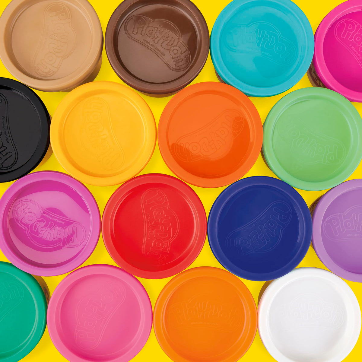 Play-Doh recyclable packaging highlights sustainable, easy-to-dispose design.