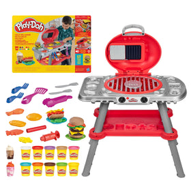 Play-Doh Sizzlin' Grill playset with lid open for spacious pretend grilling