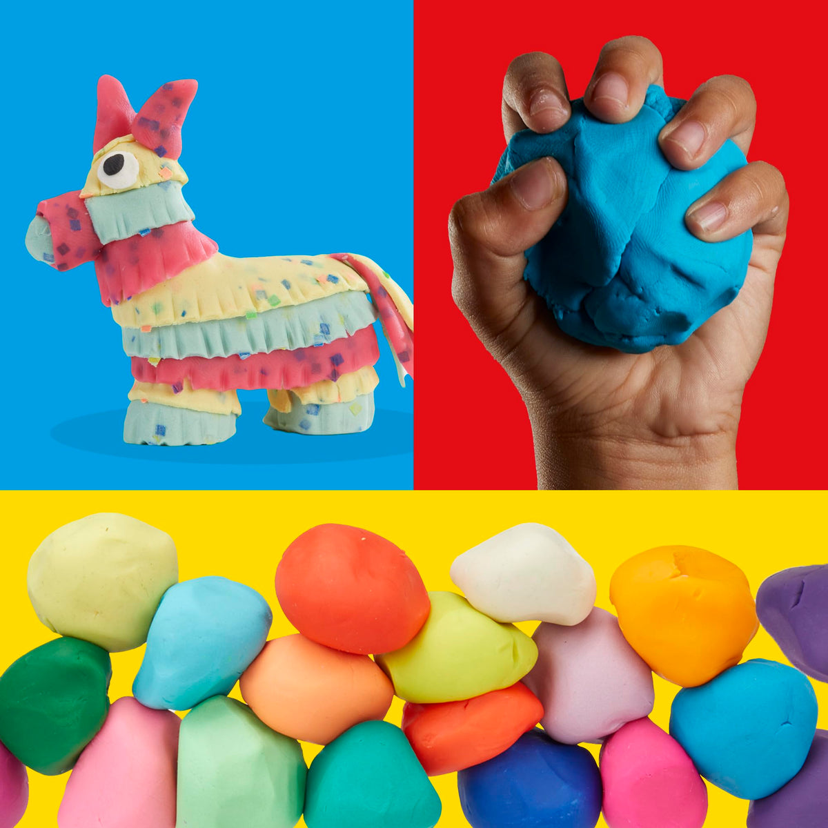 Play-Doh Sparkle colors shimmer on imaginative creations for extra glow.