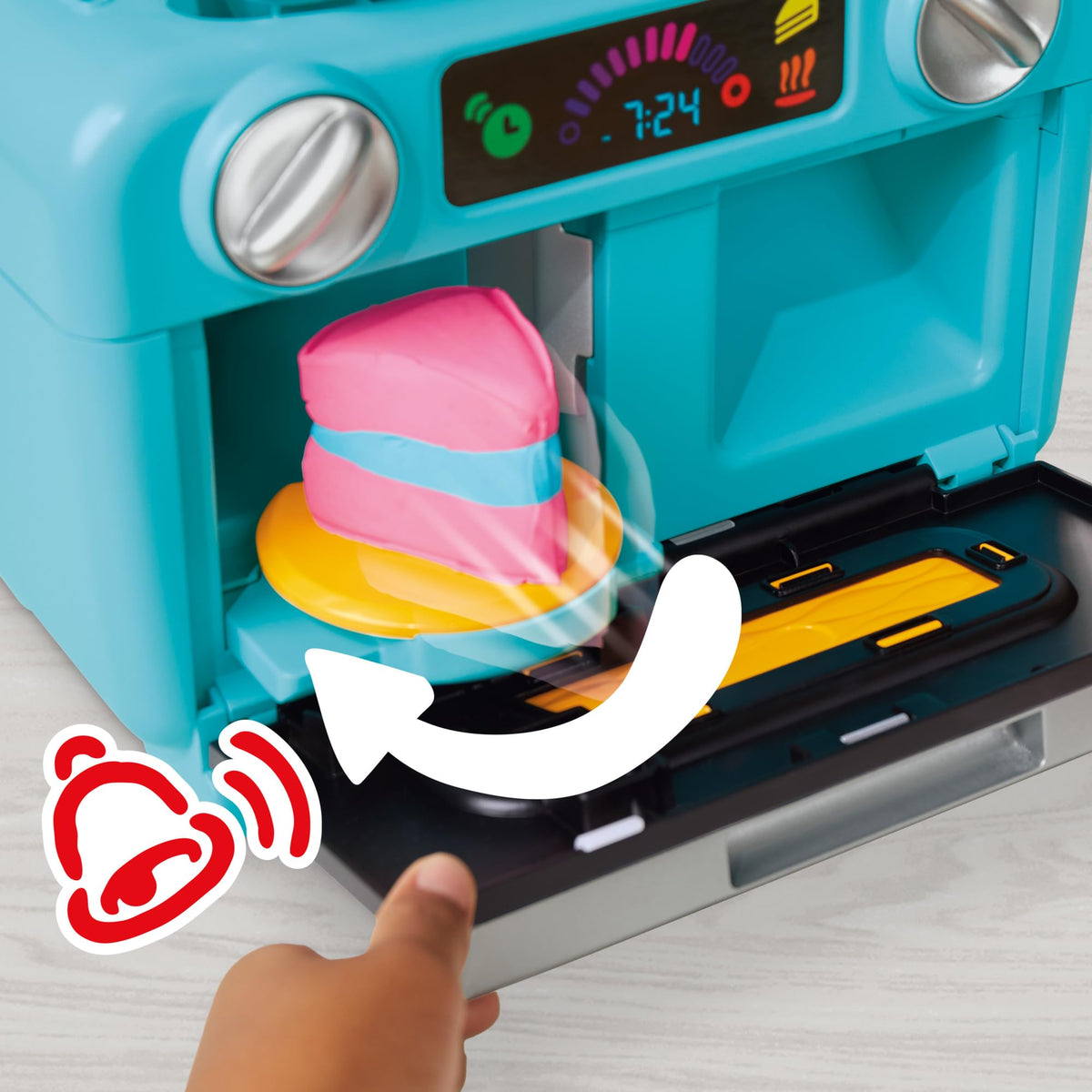 Play-Doh Super Slice oven bell rings as slice emerges.