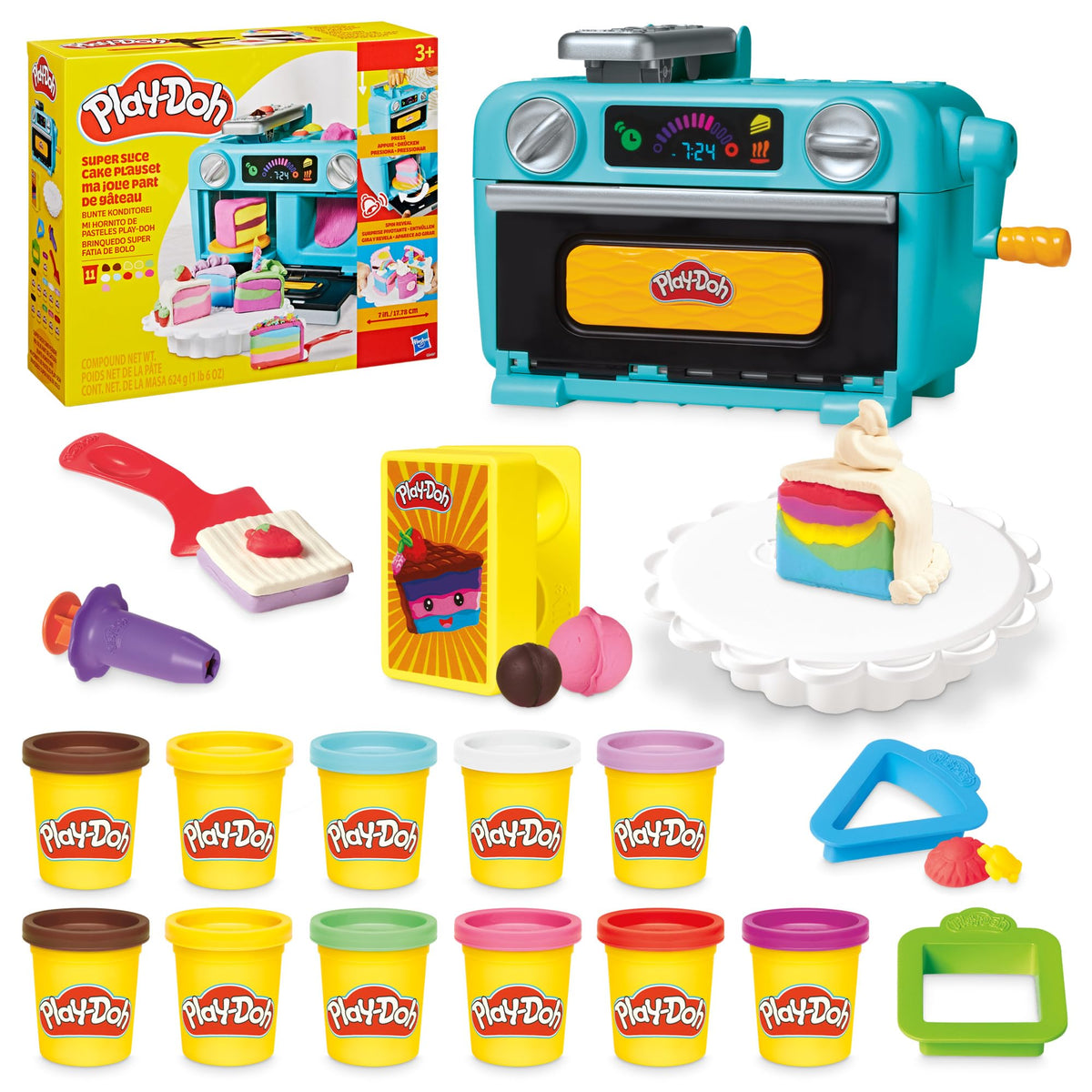 Play-Doh Super Slice Cake Playset oven with spinning slice reveal.