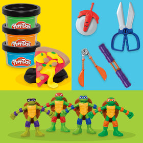 Play-Doh TMNT Michelangelo bendy figure perfect for colorful, imaginative adventures