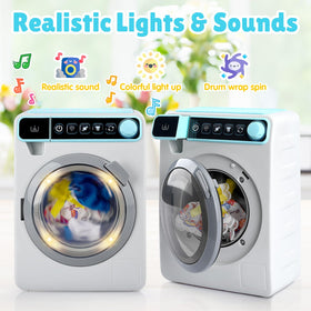 PLAY washing machine with doll clothes highlights included accessories.