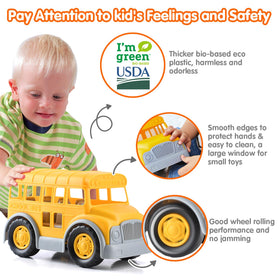 PLAY Eco-Friendly School Bus Toy durable construction emphasizes sturdy 500g build