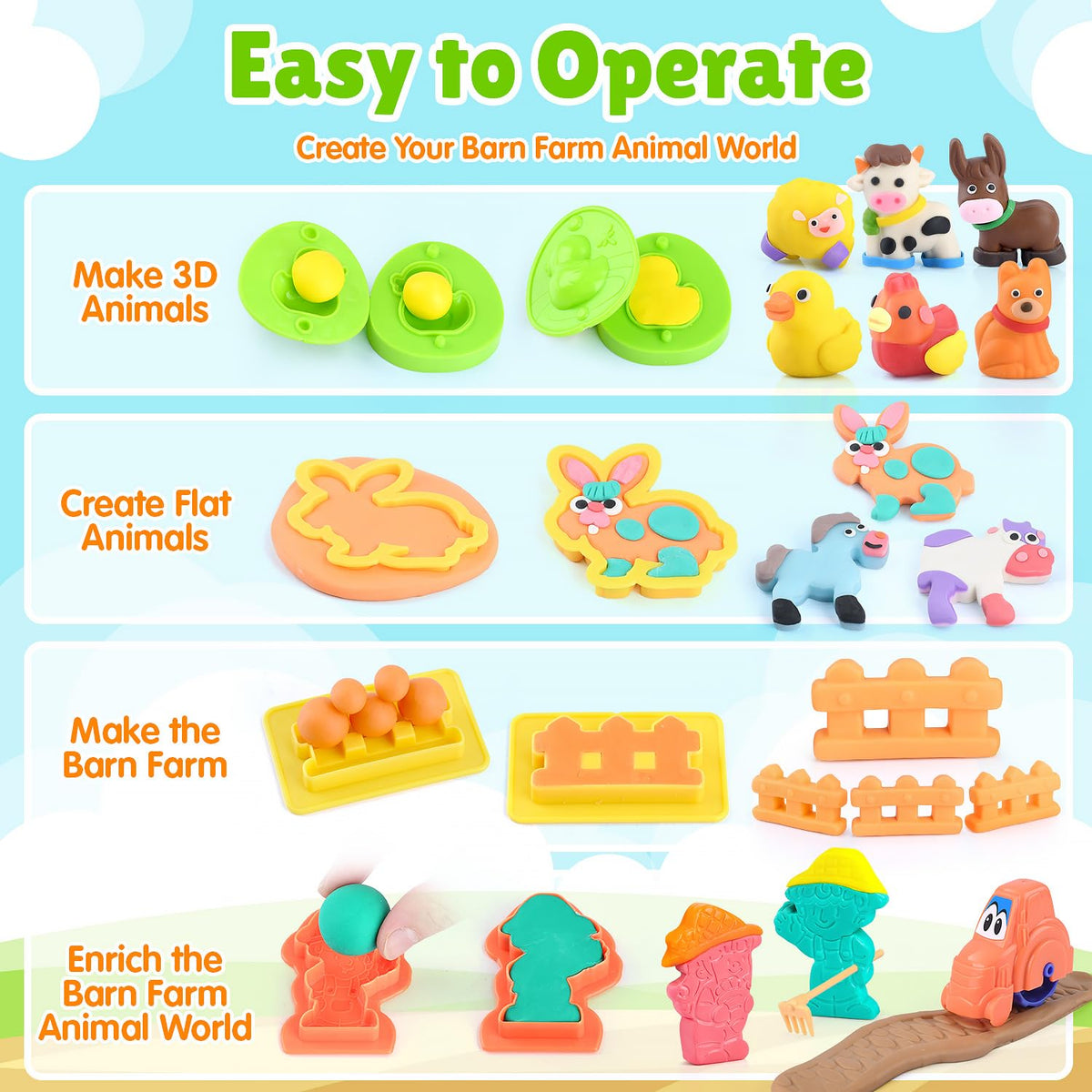 PLAY Animal cutting tools help kids refine motor skills while shaping dough.