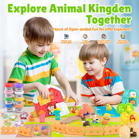 PLAY Farm Animals barn and fence provide structure for hands-on creativity.