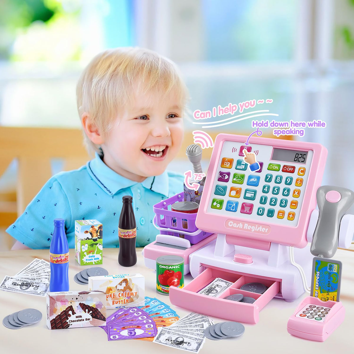 PLAY Cash Register Toy scanner with lights adds interactive scanning play