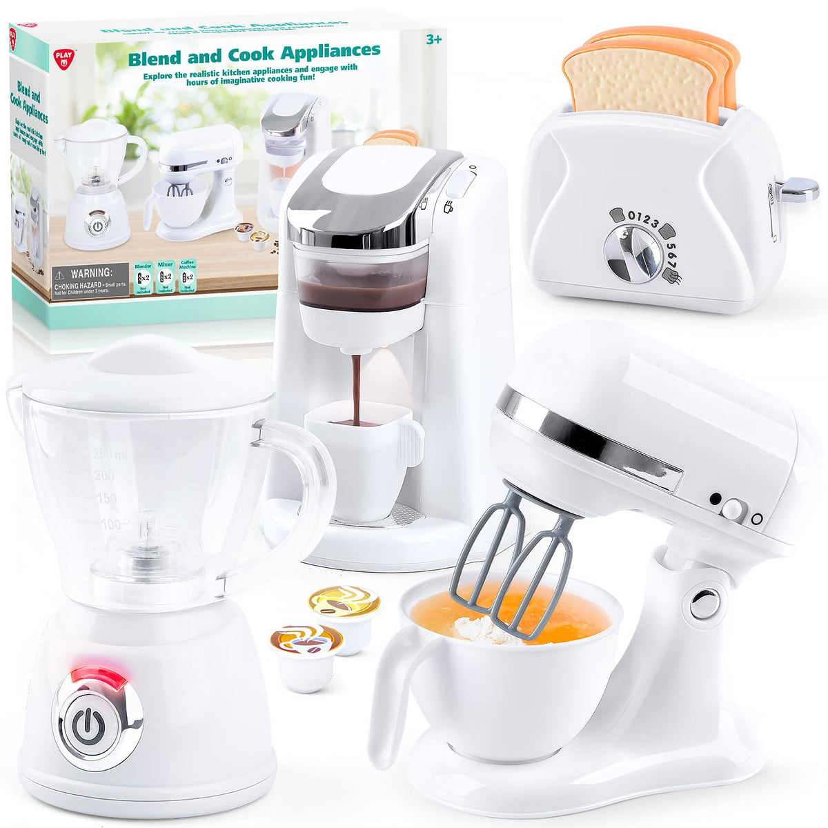 PLAY coffee maker toy with realistic sounds for immersive pretend play