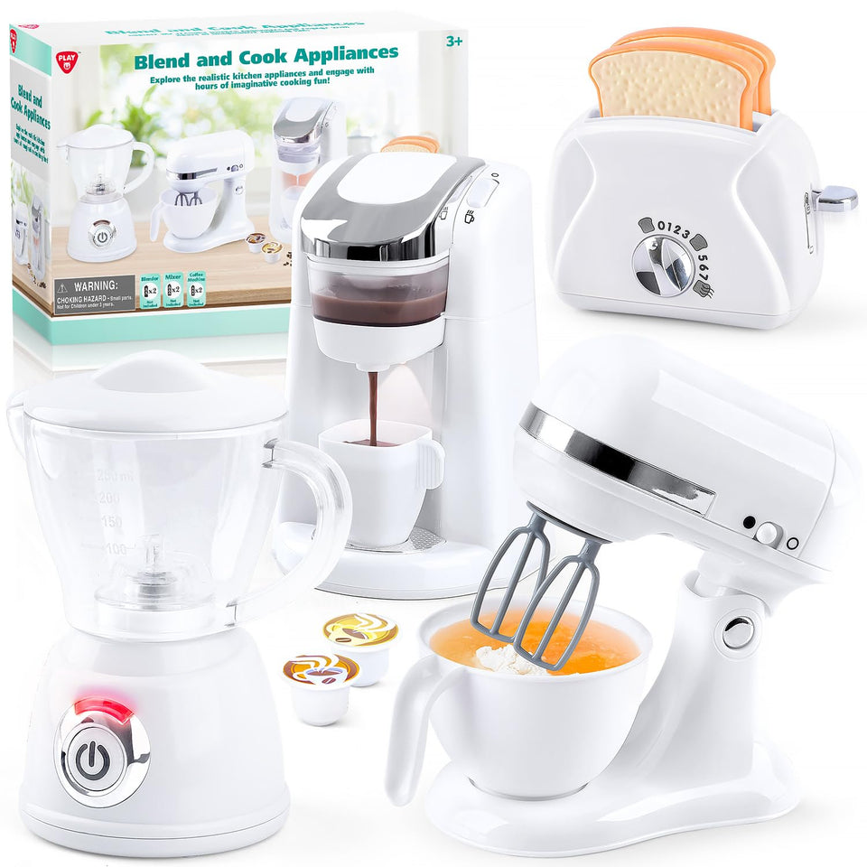 PLAY coffee maker toy with realistic sounds for immersive pretend play