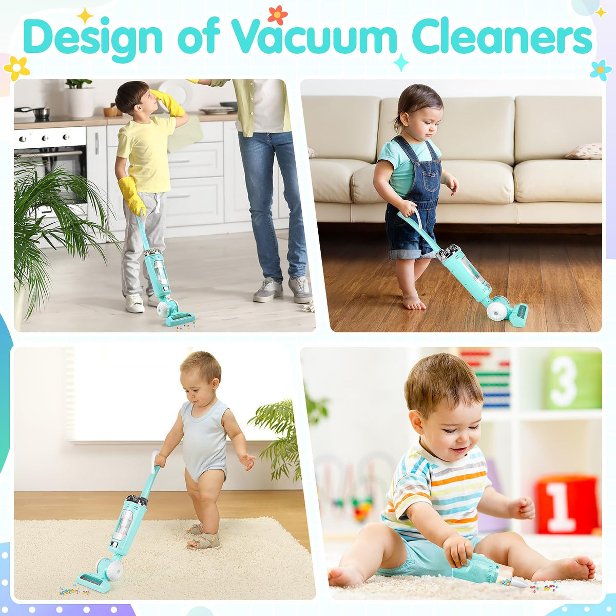 PLAY Kids Vacuum Toy Set with easy-push handle for simple play