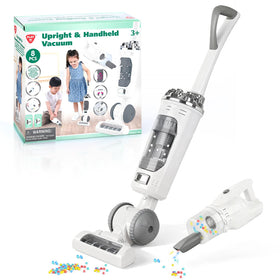 PLAY Kids Vacuum Toy Set front view highlighting dual play modes for imaginative cleaning play.