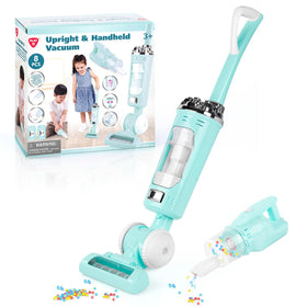 PLAY Kids Vacuum Toy Set in push mode for energetic pretend cleaning and role play