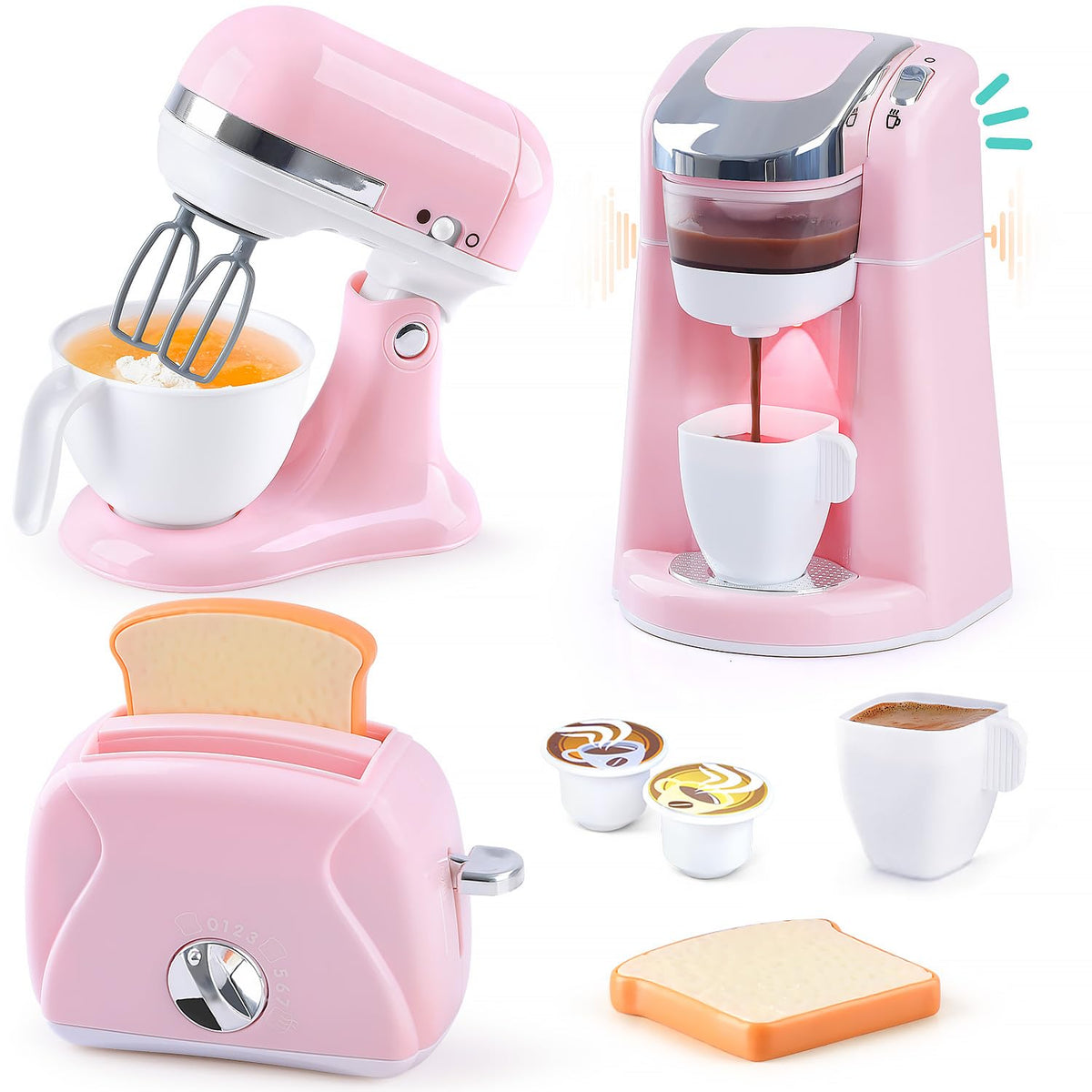 PLAY coffee maker with lights for realistic pretend brewing