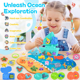 PLAY Ocean Color Dough Set 3D dolphin mold supports sensory exploration and hand-strength building.