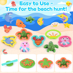 PLAY Ocean Color Dough Set shell mold adds coastal texture and design variety.