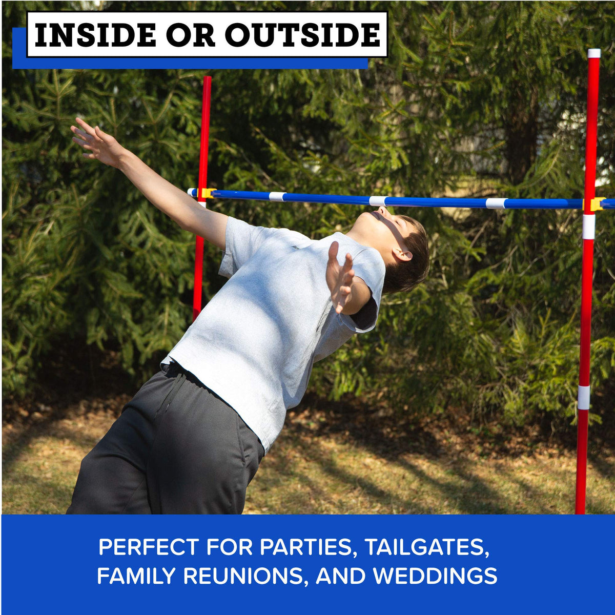 Play Platoon Limbo Front View Setup shows sturdy, family-friendly design