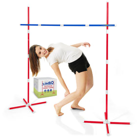 Play Platoon Limbo Stick Set assembled for quick backyard setup