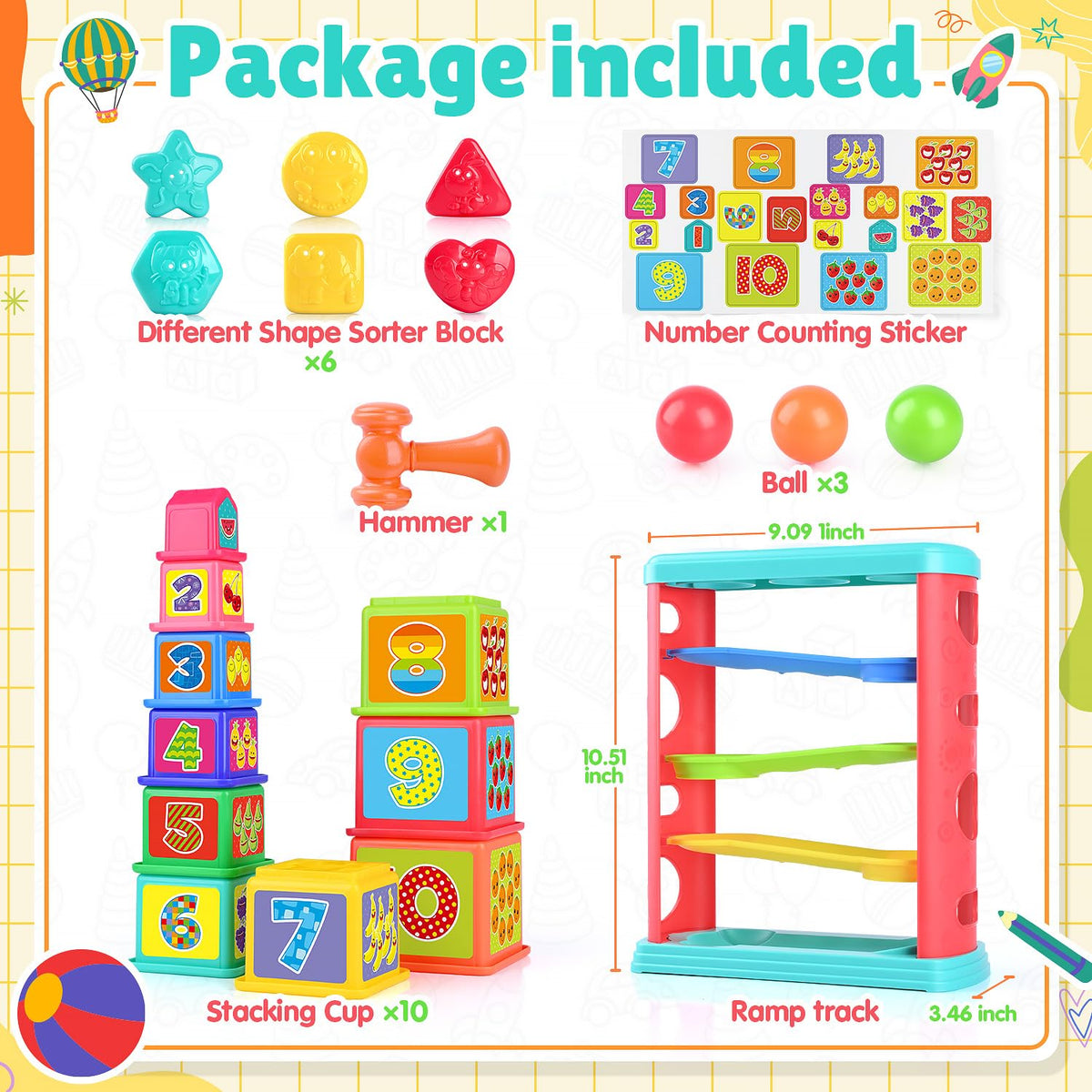 PLAY Pound a Ball Toy ball drop holes promoting hand-eye coordination