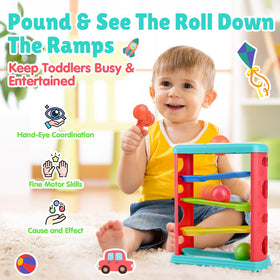 PLAY Pound a Ball Toy colorful balls for grasping and texture exploration