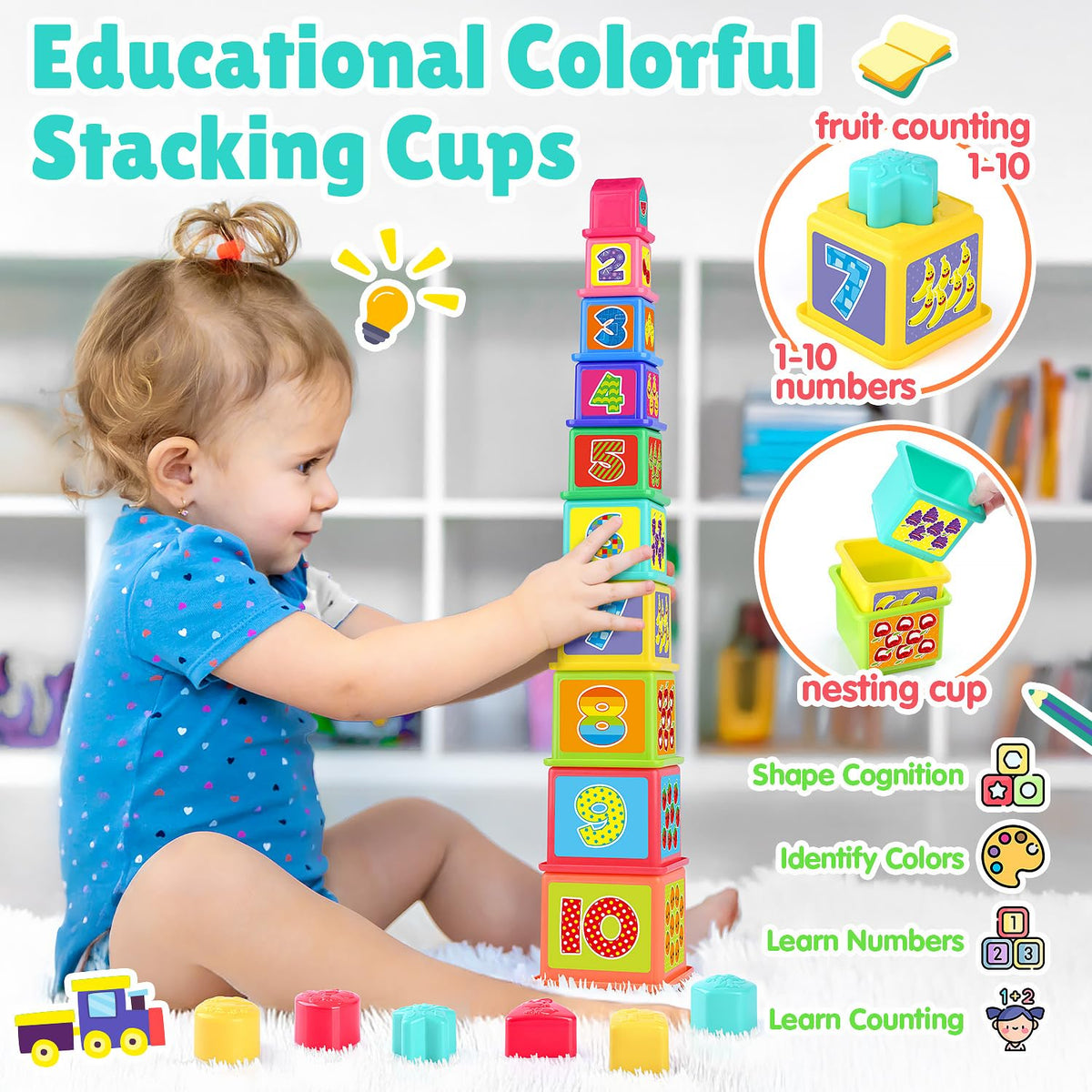 PLAY Pound a Ball Toy stacking cups for nesting, sorting, and counting